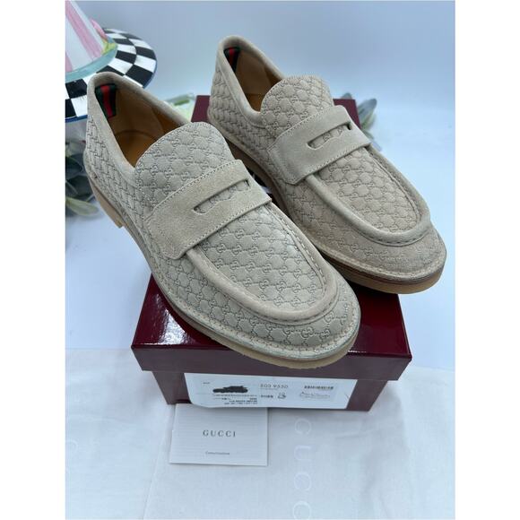 Men\'s Gucci, GG monogram web loafers size 10 fits 10.5 US made in Italy main image 4